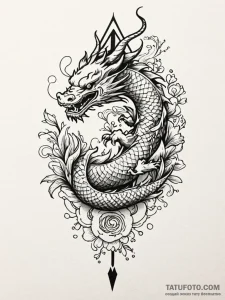 Leaf blade pierced by arrow, concept art for... - эскиз тату (№1751822975_0, 06.07.2025 17:29) — Tatufoto.com