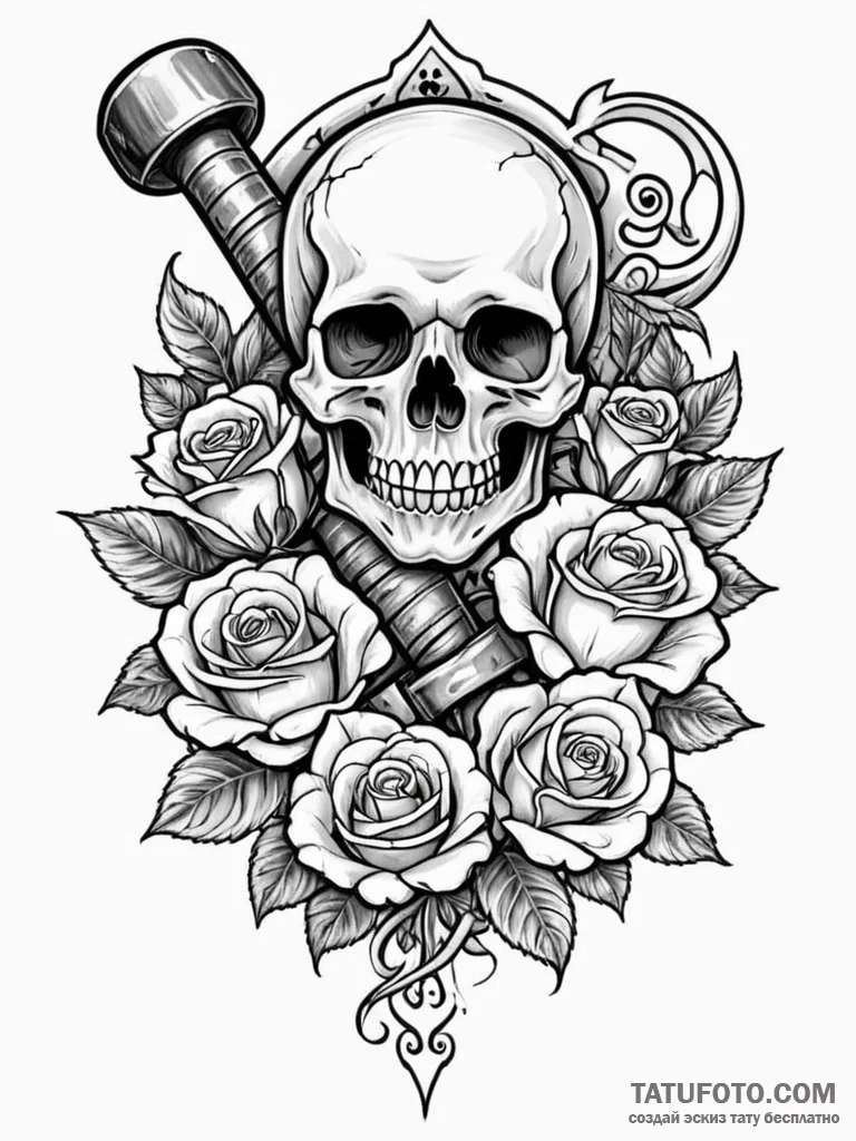 Hammer, tattoo sketch design, on a clean whit... - эскиз тату (№1751823732_0, 06.07.2025 17:42) — Tatufoto.com