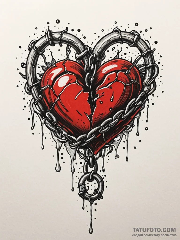 Chained heart encased in ice, tattoo line art… — эскиз тату (№1751823900_0, 06.07.2025 17:45) — Tatufoto.com