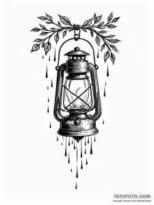 Rain-soaked lantern swinging in storm, tattoo... - эскиз тату (№1751823984_0, 06.07.2025 17:46) — Tatufoto.com