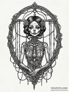 Puppet strings tangled in bone cage, tattoo f... - эскиз тату (№1751824237_0, 06.07.2025 17:50) — Tatufoto.com