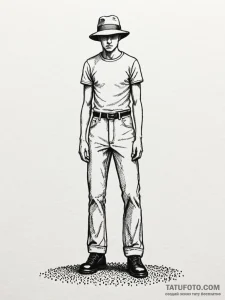 A classic bell-bottom pants, retro,, artistic... - эскиз тату (№1751824322_0, 06.07.2025 17:52) — Tatufoto.com