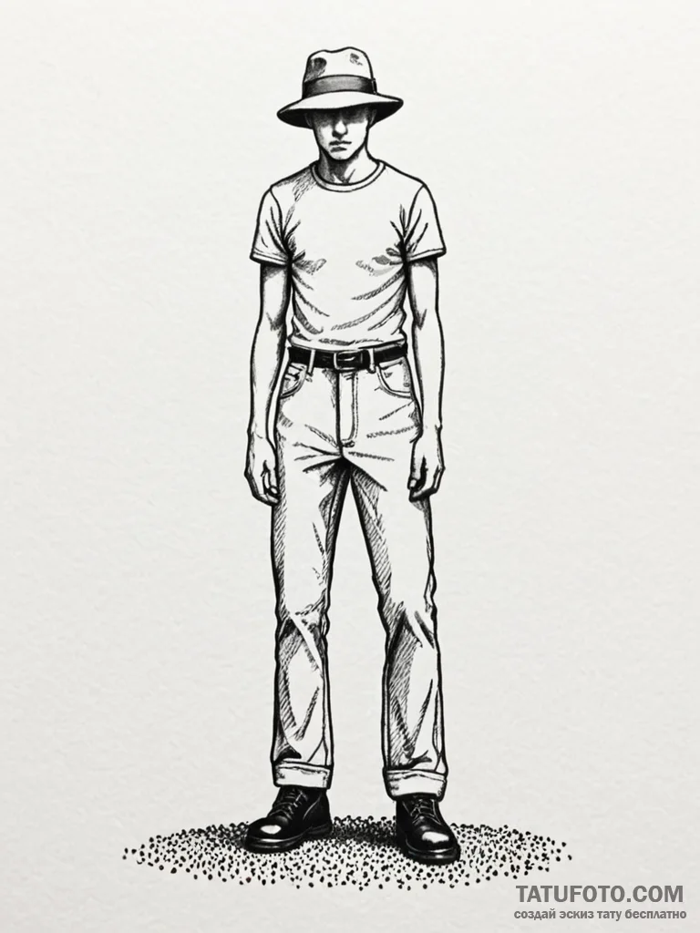 A classic bell-bottom pants, retro,, artistic... - эскиз тату (№1751824322_0, 06.07.2025 17:52) — Tatufoto.com