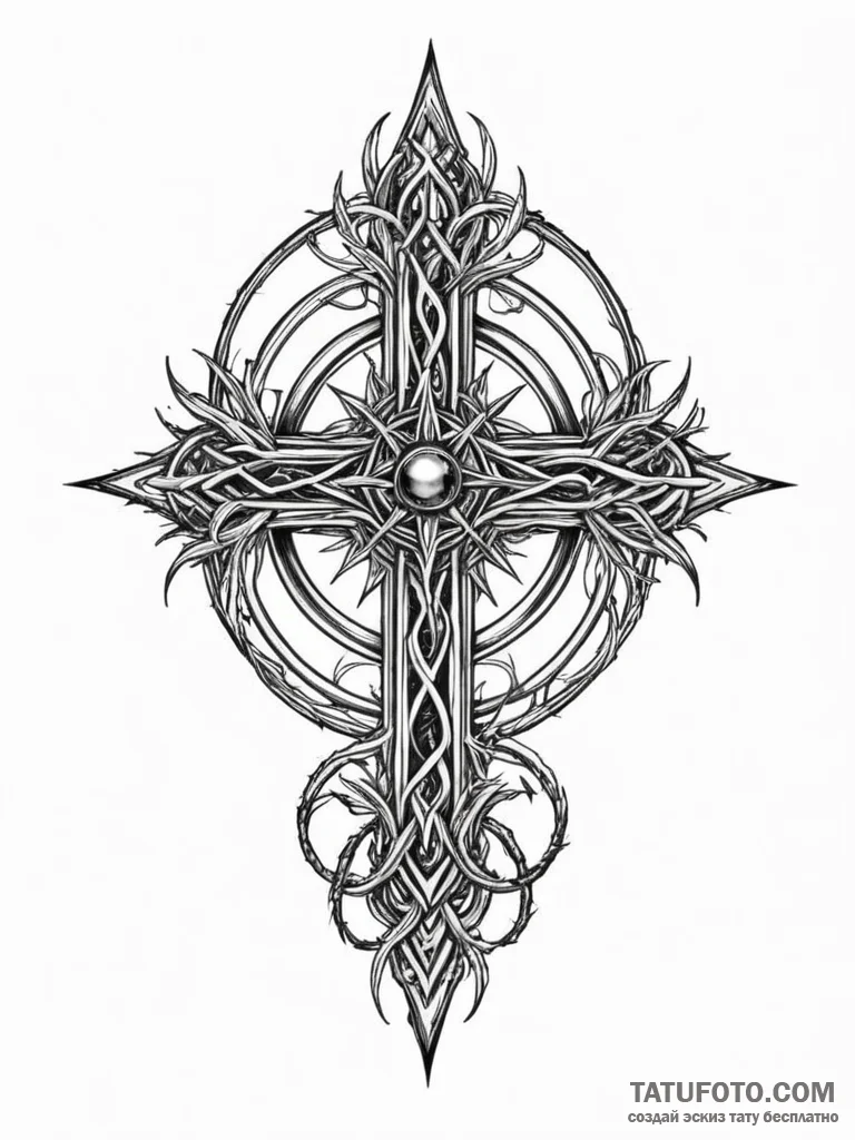 Etched crown of obsidian thorns, ink illustra... - эскиз тату (№1751824916_0, 06.07.2025 18:01) — Tatufoto.com