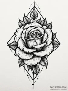 Glyph-etched rose beneath spectral tree, tatt... - эскиз тату (№1751825000_0, 06.07.2025 18:03) — Tatufoto.com