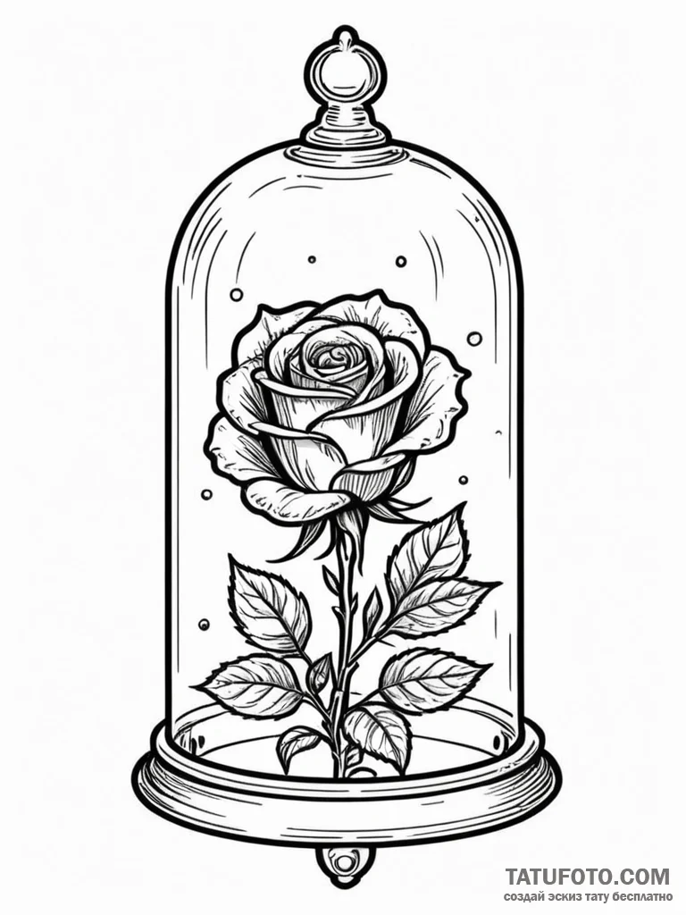 Bell jar protecting a single, luminous enchan... - эскиз тату (№1751825083_0, 06.07.2025 18:04) — Tatufoto.com