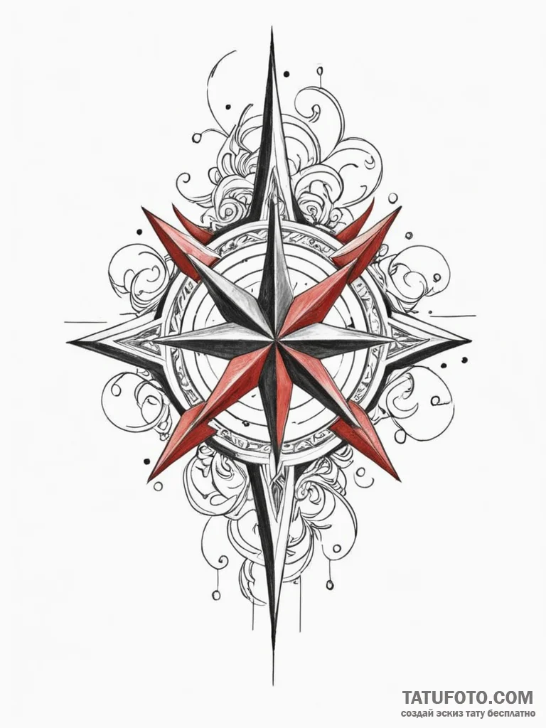 Ninja star (shuriken), sharp and metallic, ta… — эскиз тату (№1751825588_0, 06.07.2025 18:13) — Tatufoto.com
