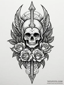 Angelic blade with divine fire, tattoo sketch... - эскиз тату (№1751825924_0, 06.07.2025 18:18) — Tatufoto.com