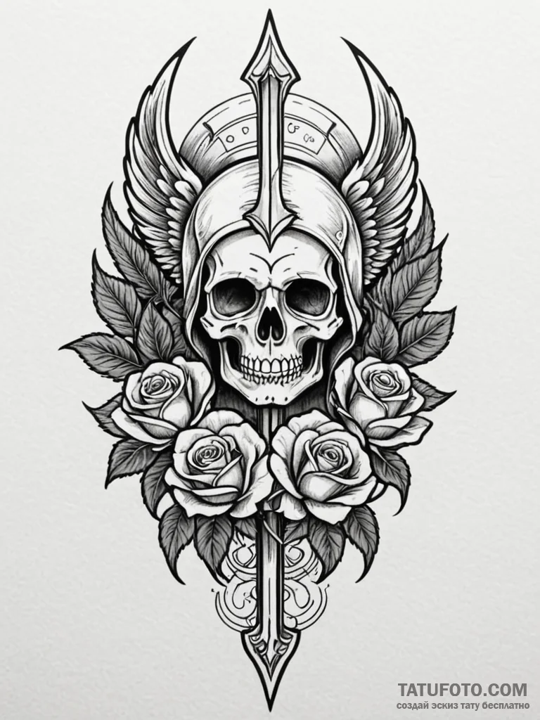 Angelic blade with divine fire, tattoo sketch... - эскиз тату (№1751825924_0, 06.07.2025 18:18) — Tatufoto.com