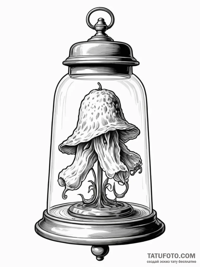 A classic bell jar with specimen, preserved,,... - эскиз тату (№1751826177_0, 06.07.2025 18:22) — Tatufoto.com