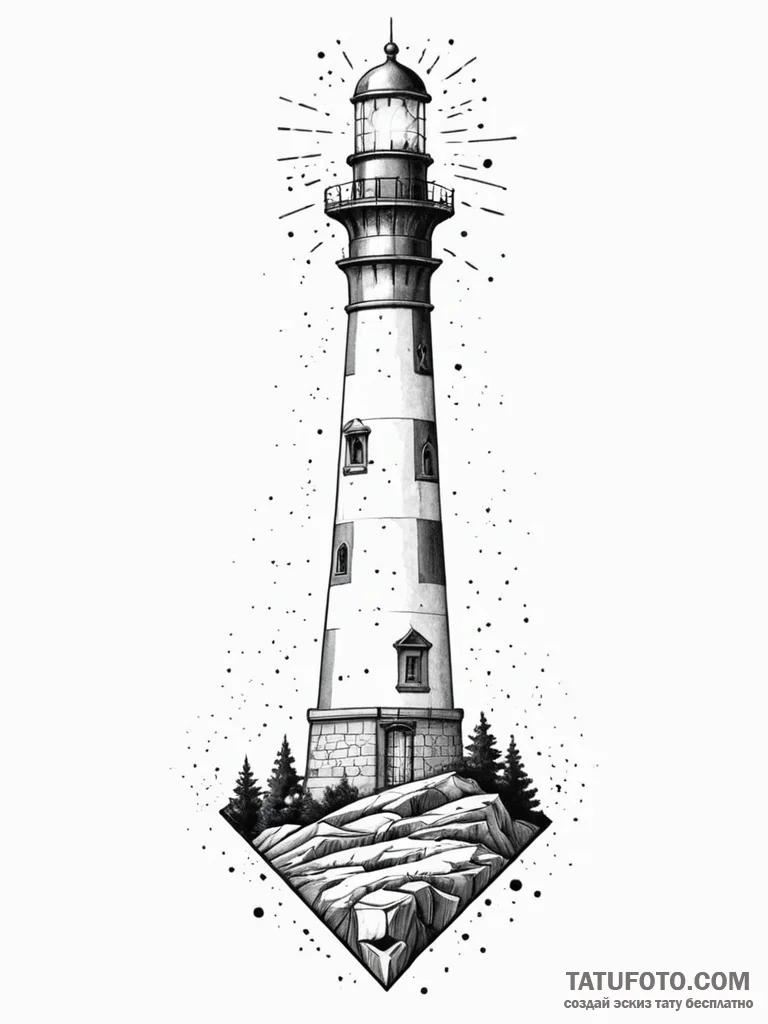 Lighthouse, tattoo line art, stylized interpr... - эскиз тату (№1751827099_0, 06.07.2025 18:38) — Tatufoto.com