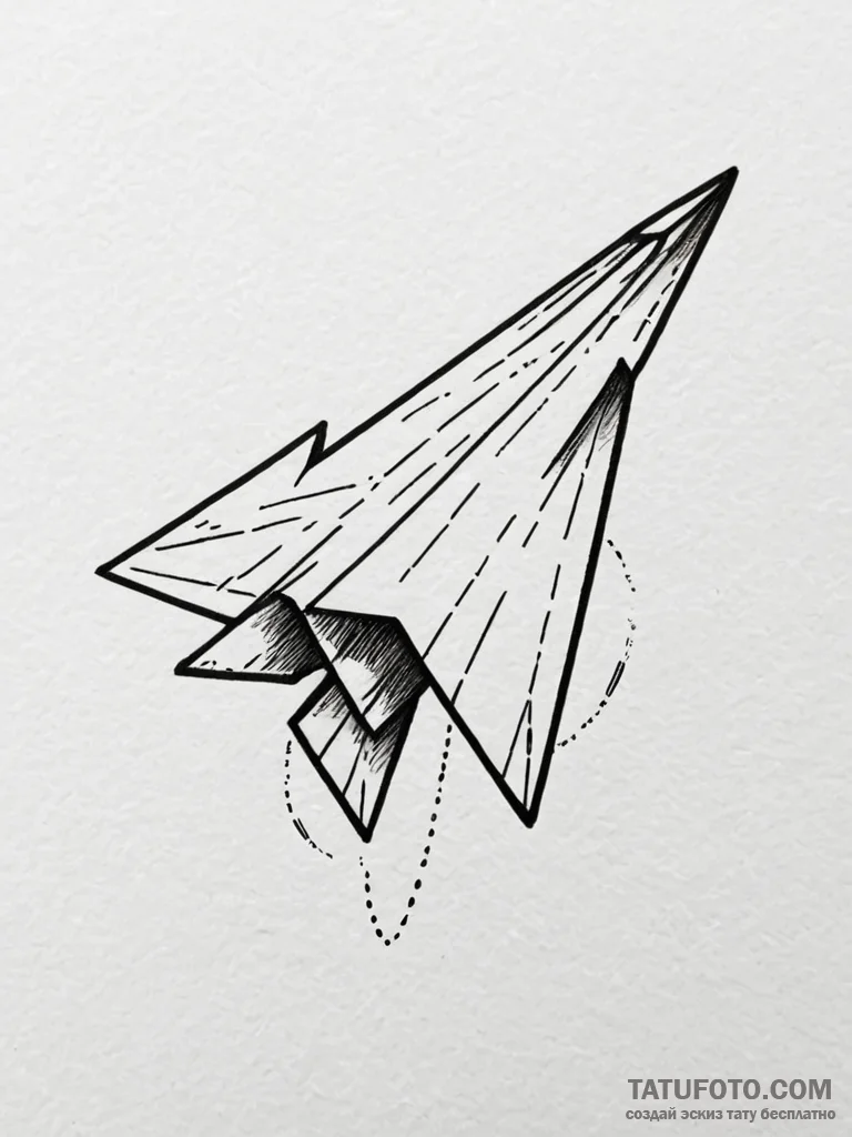 Paper airplane, concept art for tattoo, minim… — эскиз тату (№1751827351_0, 06.07.2025 18:42) — Tatufoto.com
