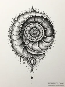 Nautilus shell with chambers filled with nebu... - эскиз тату (№1751827521_0, 06.07.2025 18:45) — Tatufoto.com