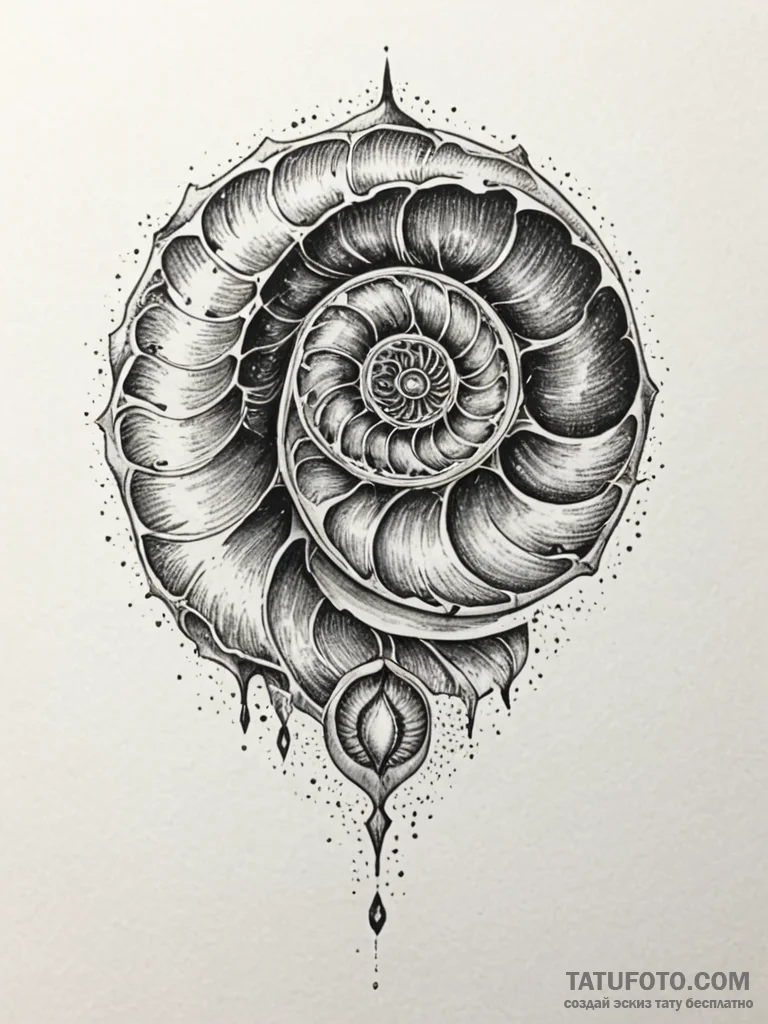 Nautilus shell with chambers filled with nebu… — эскиз тату (№1751827521_0, 06.07.2025 18:45) — Tatufoto.com
