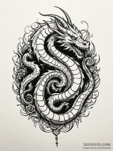 Animated dragon curled on treasure, concept a... - эскиз тату (№1751828280_0, 06.07.2025 18:58) — Tatufoto.com