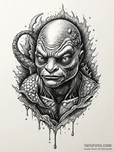 Creature from the black lagoon with iridescen... - эскиз тату (№1751828366_0, 06.07.2025 18:59) — Tatufoto.com