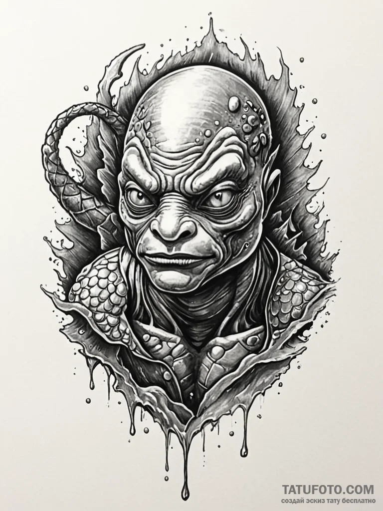 Creature from the black lagoon with iridescen… — эскиз тату (№1751828366_0, 06.07.2025 18:59) — Tatufoto.com