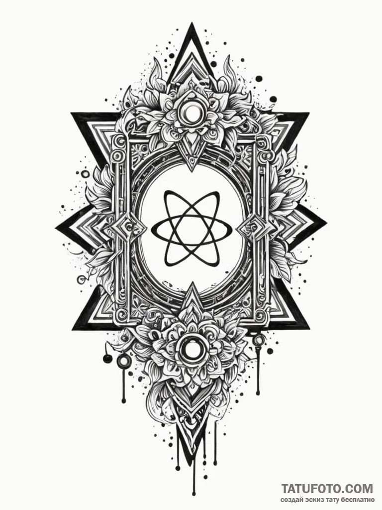 Atomic gate opening into void, tattoo flash s... - эскиз тату (№1751828955_0, 06.07.2025 19:09) — Tatufoto.com