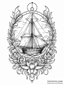Pacific, ink illustration for tattoo, old sch... - эскиз тату (№1751829544_0, 06.07.2025 19:19) — Tatufoto.com
