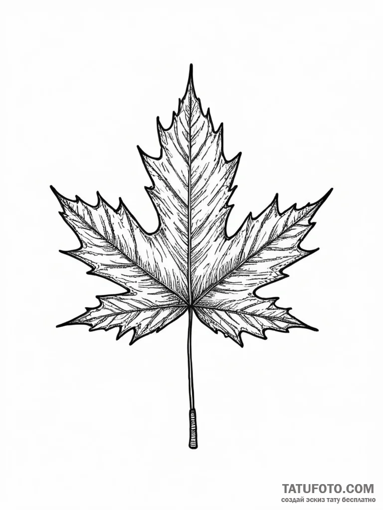 Maple leaf, artistic tattoo sketch, black out... - эскиз тату (№1751829712_0, 06.07.2025 19:21) — Tatufoto.com