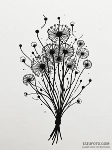 Dandelion seeds transforming into tiny ghosts... - эскиз тату (№1751829881_0, 06.07.2025 19:24) — Tatufoto.com