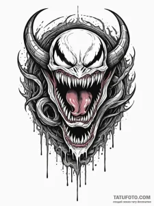 Venom fang beneath crimson moon, concept art... - эскиз тату (№1751830137_0, 06.07.2025 19:28) — Tatufoto.com