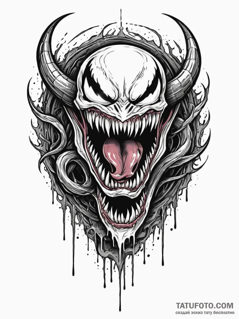 Venom fang beneath crimson moon, concept art… — эскиз тату (№1751830137_0, 06.07.2025 19:28) — Tatufoto.com