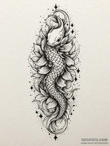 Koi serpent weaving through stars, tattoo ske... - эскиз тату (№1751830305_0, 06.07.2025 19:31) — Tatufoto.com