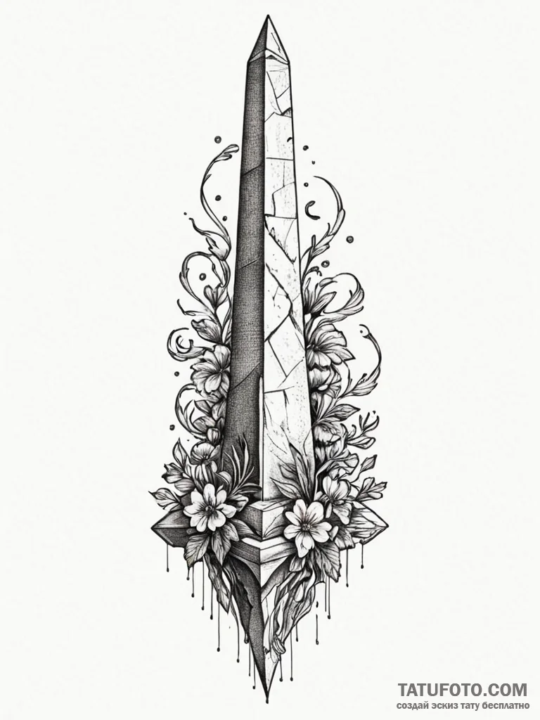 Obelisk, timeless and monumental, ink illustr... - эскиз тату (№1751830389_0, 06.07.2025 19:33) — Tatufoto.com