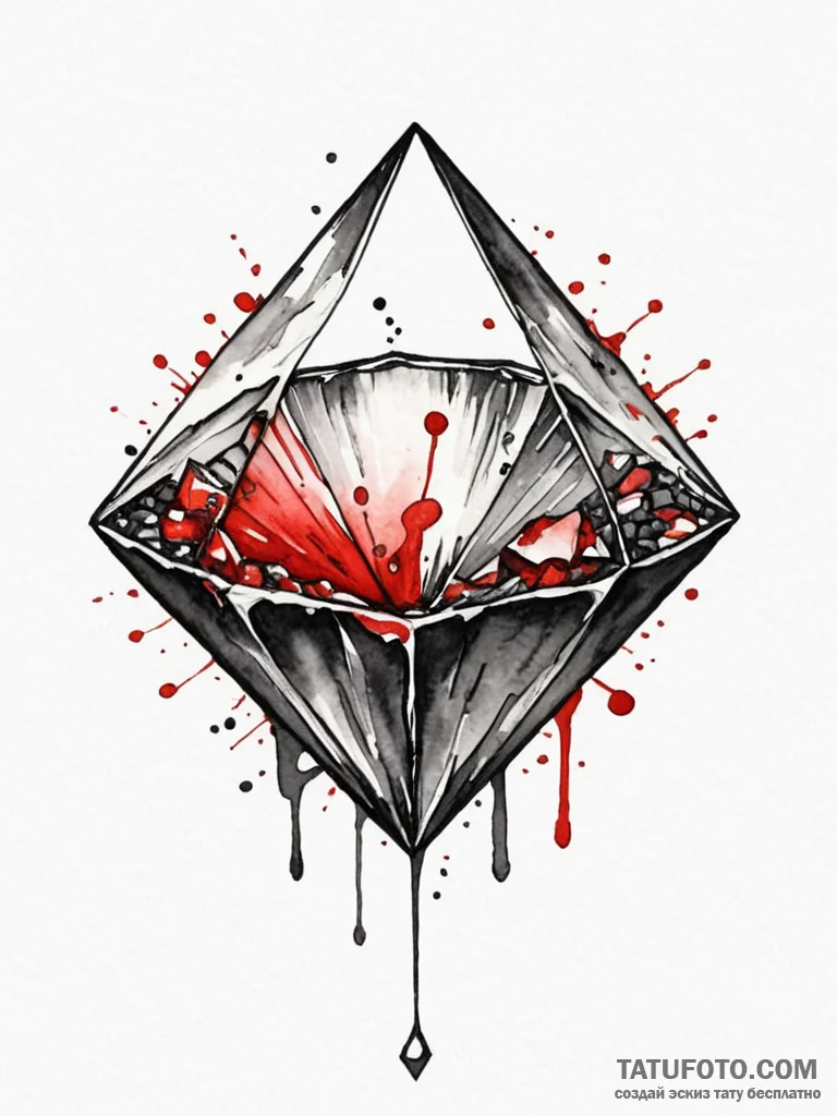 Hydraulic press crushing a diamond, artistic... - эскиз тату (№1751830641_0, 06.07.2025 19:37) — Tatufoto.com