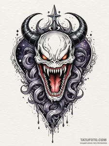 Venom crown devouring starlight, tattoo flash... - эскиз тату (№1751830809_0, 06.07.2025 19:40) — Tatufoto.com