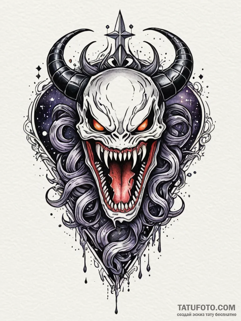 Venom crown devouring starlight, tattoo flash... - эскиз тату (№1751830809_0, 06.07.2025 19:40) — Tatufoto.com