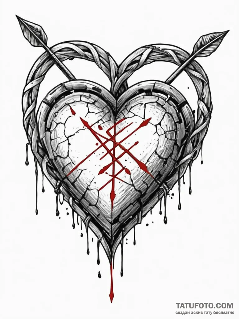 Knotwork heart pierced by arrow, concept art… — эскиз тату (№1751831061_0, 06.07.2025 19:44) — Tatufoto.com