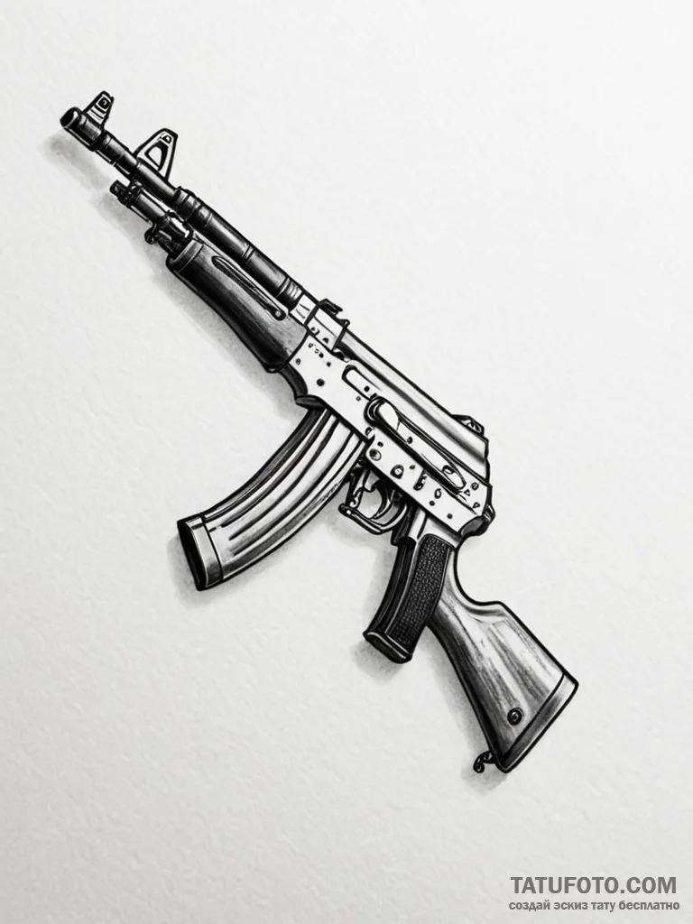 Ak-47 machine gun, tattoo drawing outline, re... - эскиз тату (№1751831481_0, 06.07.2025 19:51) — Tatufoto.com