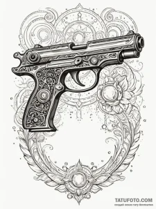 Ray-gun, retro sci-fi style, with intricate e... - эскиз тату (№1751832413_0, 06.07.2025 20:06) — Tatufoto.com