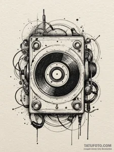 Music player, artistic tattoo sketch, on a cl... - эскиз тату (№1751832498_0, 06.07.2025 20:08) — Tatufoto.com