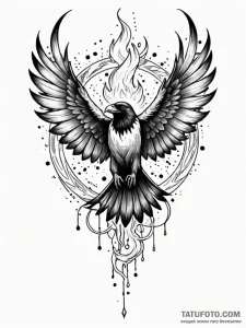 Angelic raven holding flame, tattoo flash she... - эскиз тату (№1751832922_0, 06.07.2025 20:15) — Tatufoto.com