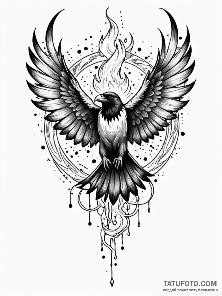 Angelic raven holding flame, tattoo flash she… — эскиз тату (№1751832922_0, 06.07.2025 20:15) — Tatufoto.com