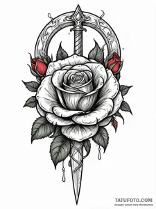 Rose dagger beneath spectral arch, tattoo ske... - эскиз тату (№1751833176_0, 06.07.2025 20:19) — Tatufoto.com