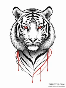 Tiger, tattoo sketch design, black and red in... - эскиз тату (№1751833344_0, 06.07.2025 20:22) — Tatufoto.com