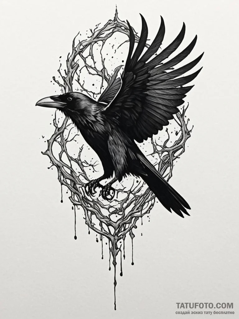 Raven claw tearing through veil, tattoo line... - эскиз тату (№1751834274_0, 06.07.2025 20:37) — Tatufoto.com