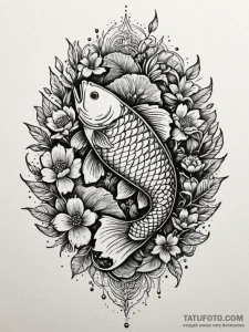 Carp, artistic tattoo sketch, highly detailed... - эскиз тату (№1751834444_0, 06.07.2025 20:40) — Tatufoto.com