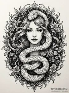 Veil serpent weaving through void, artistic t... - эскиз тату (№1751834528_0, 06.07.2025 20:42) — Tatufoto.com