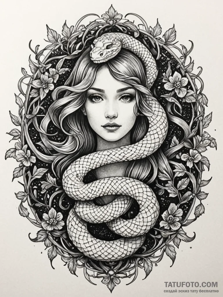 Veil serpent weaving through void, artistic t... - эскиз тату (№1751834528_0, 06.07.2025 20:42) — Tatufoto.com