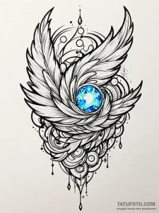 Opal feathers drifting through void, tattoo f... - эскиз тату (№1751834612_0, 06.07.2025 20:43) — Tatufoto.com
