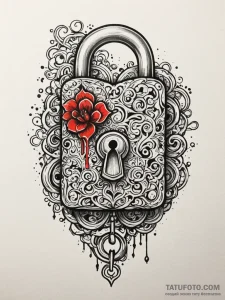 Open lock with spectral key, tattoo sketch de... - эскиз тату (№1751835158_0, 06.07.2025 20:52) — Tatufoto.com
