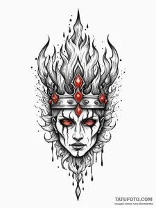 Ashen crown floating in flames, tattoo sketch... - эскиз тату (№1751835242_0, 06.07.2025 20:54) — Tatufoto.com