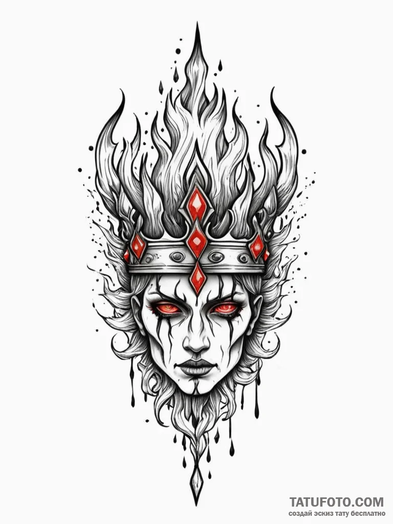 Ashen crown floating in flames, tattoo sketch... - эскиз тату (№1751835242_0, 06.07.2025 20:54) — Tatufoto.com