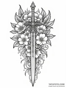 Pearl dagger beneath frozen bloom, ink illust... - эскиз тату (№1751835492_0, 06.07.2025 20:58) — Tatufoto.com