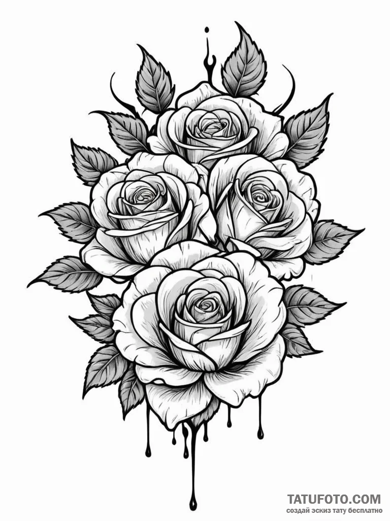 Ashen rose bleeding silver, tattoo sketch des... - эскиз тату (№1751835746_0, 06.07.2025 21:02) — Tatufoto.com